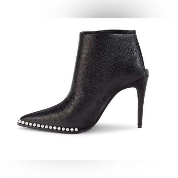 Karl Lagerfeld Cyron Leather Pearl Studded Stiletto Booties Size 6 New - Picture 4 of 15